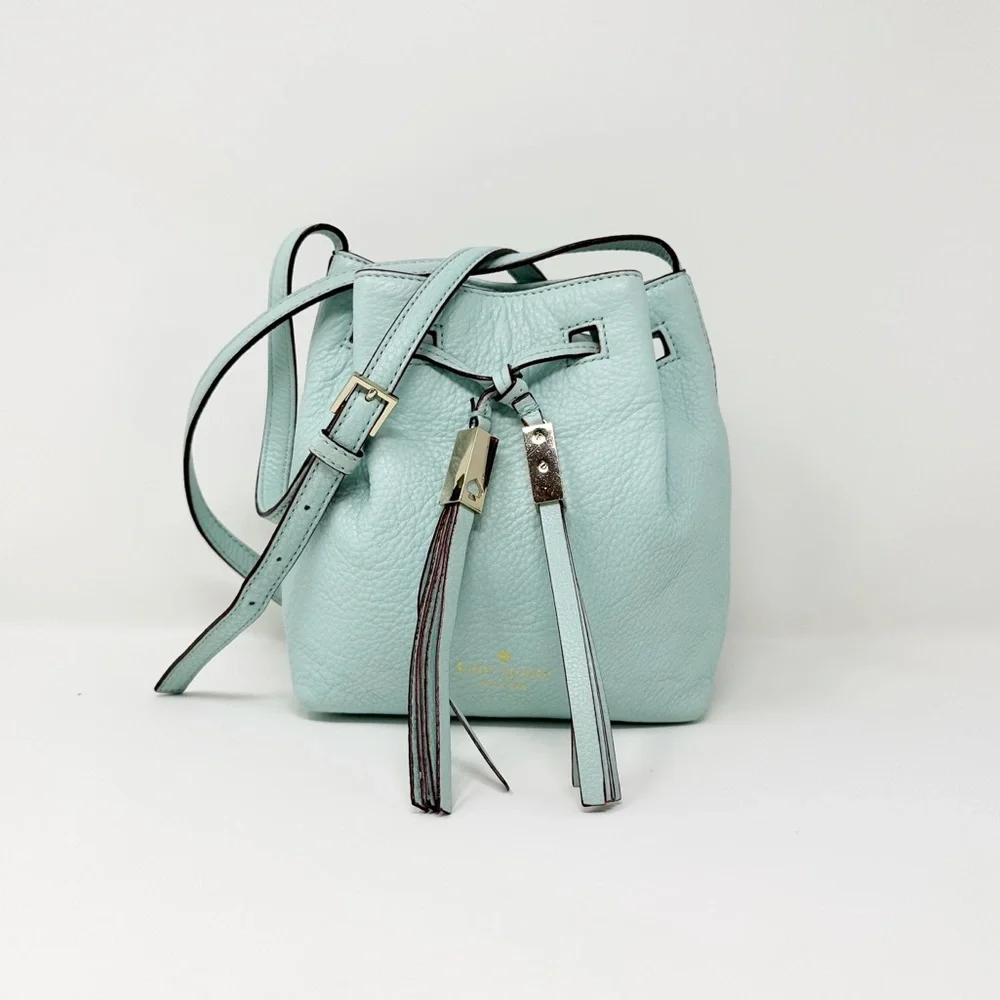Kate Spade Grain Leather Mini Drawstring Bucket Crossbody Bag